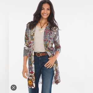 Chico’s womens open cardigan paisley size 1